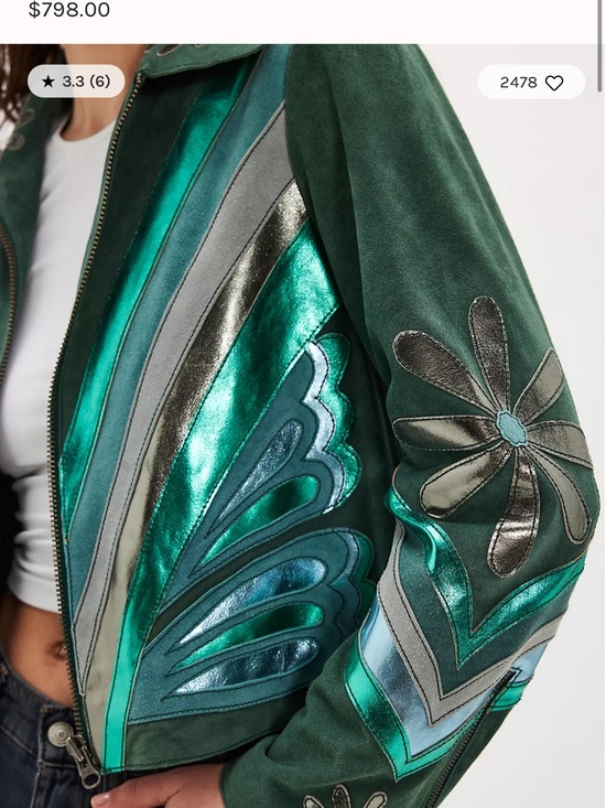 Free People Jackets & Blazers - Free People Dark Green Metallic Appliqué Bomber Jacket